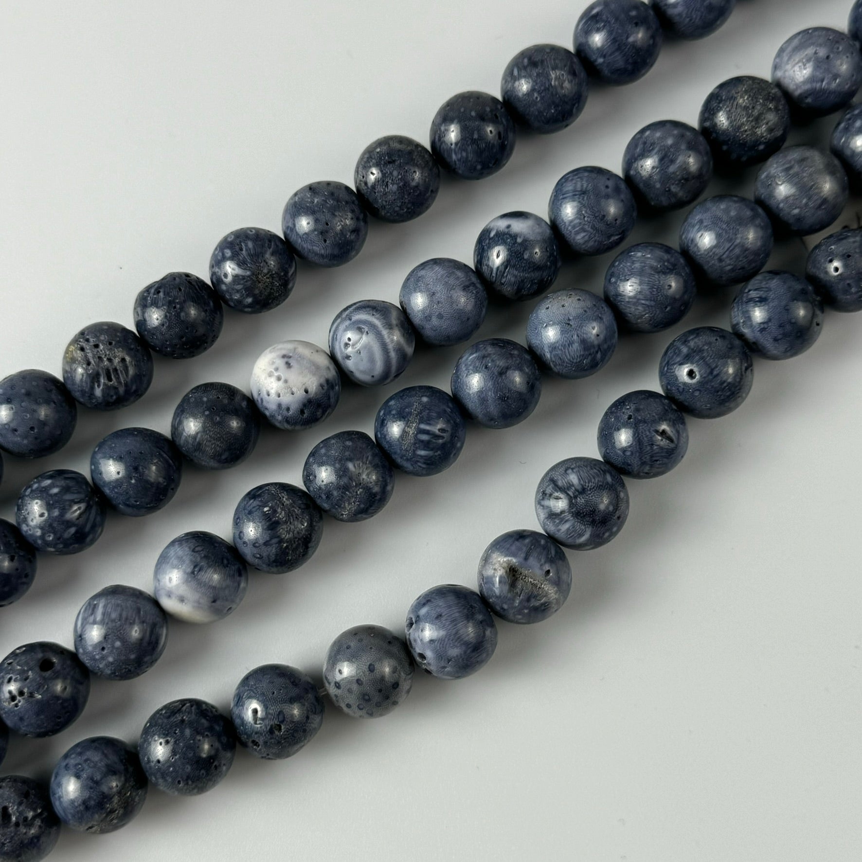 Blue Coral Polished Round Beads image 2