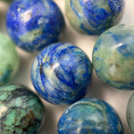 Bluish Azurite and Chrysocolla Polished Round Beads image 1