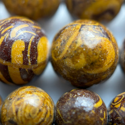 Calligraphy Stone Polished Round Beads image 1