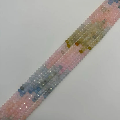 Aquamarine Morganite Faceted Rondelle Beads