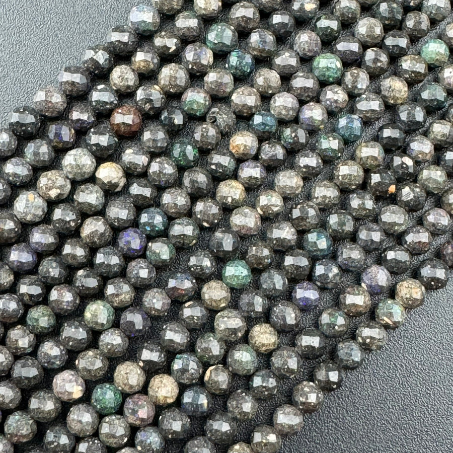 Black Opal Faceted Round Beads image 0