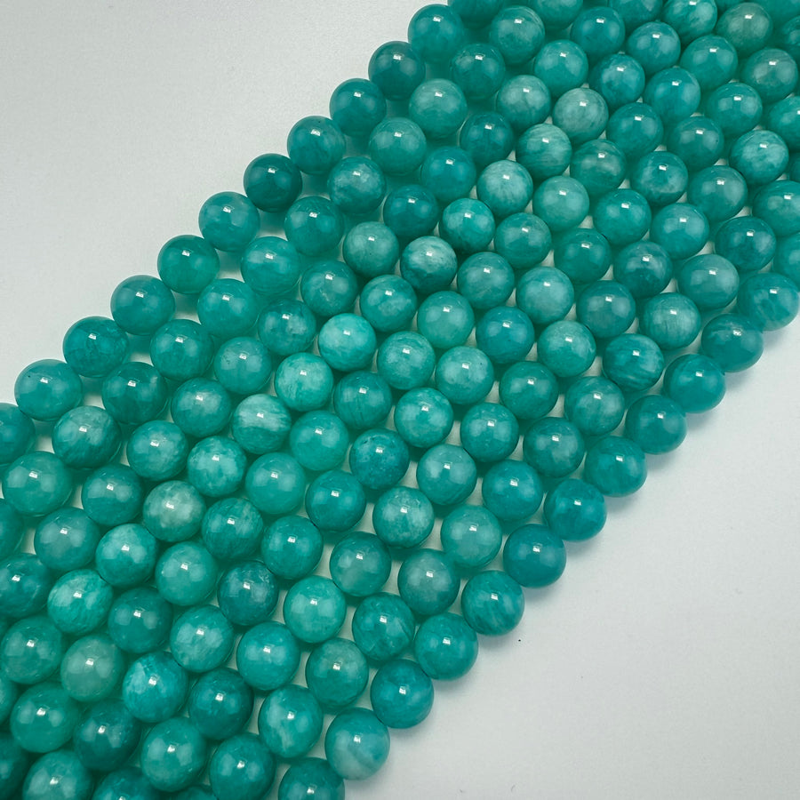Peruvian Amazonite AAA Polished Round Gemstone Beads image 0