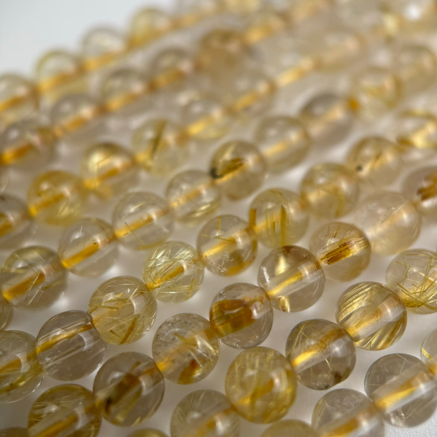 Golden Rutilated Quartz AAA Polished 8mm Round Beads image 2