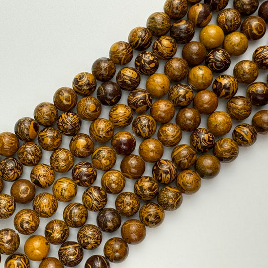 Calligraphy Stone Polished Round Beads image 0