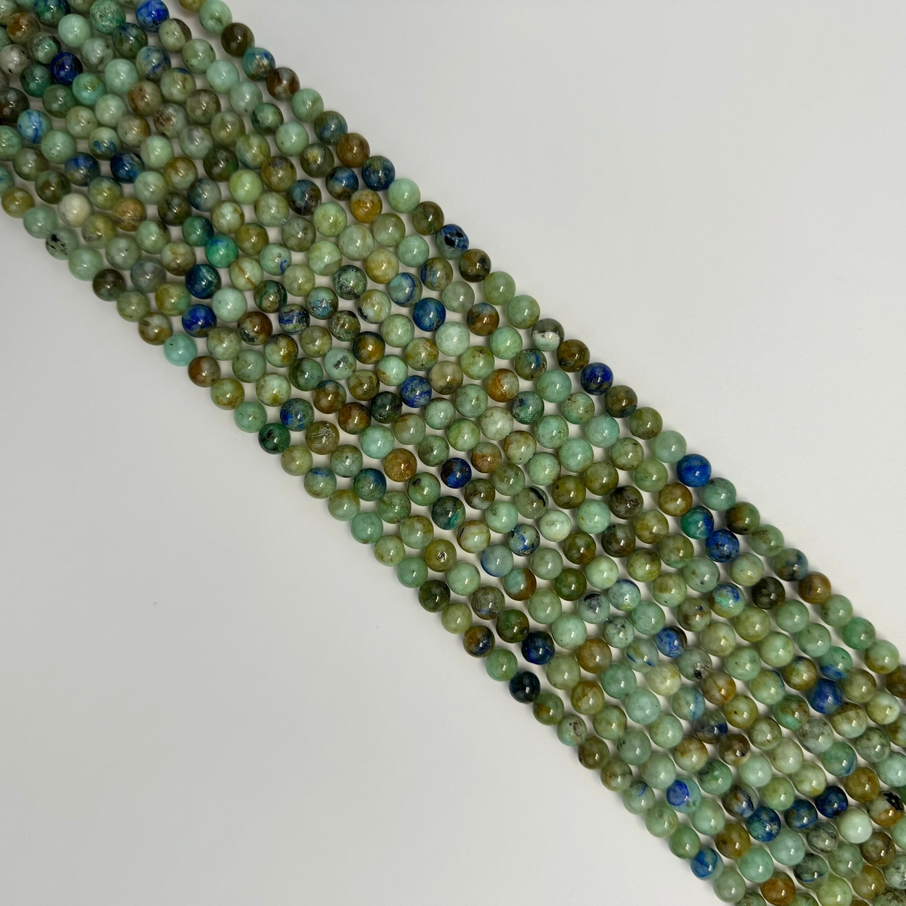 Azurite and Chrysocolla Polished Round Beads  - A Quality image 4