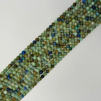 Azurite and Chrysocolla Polished Round Beads  - A Quality image 4
