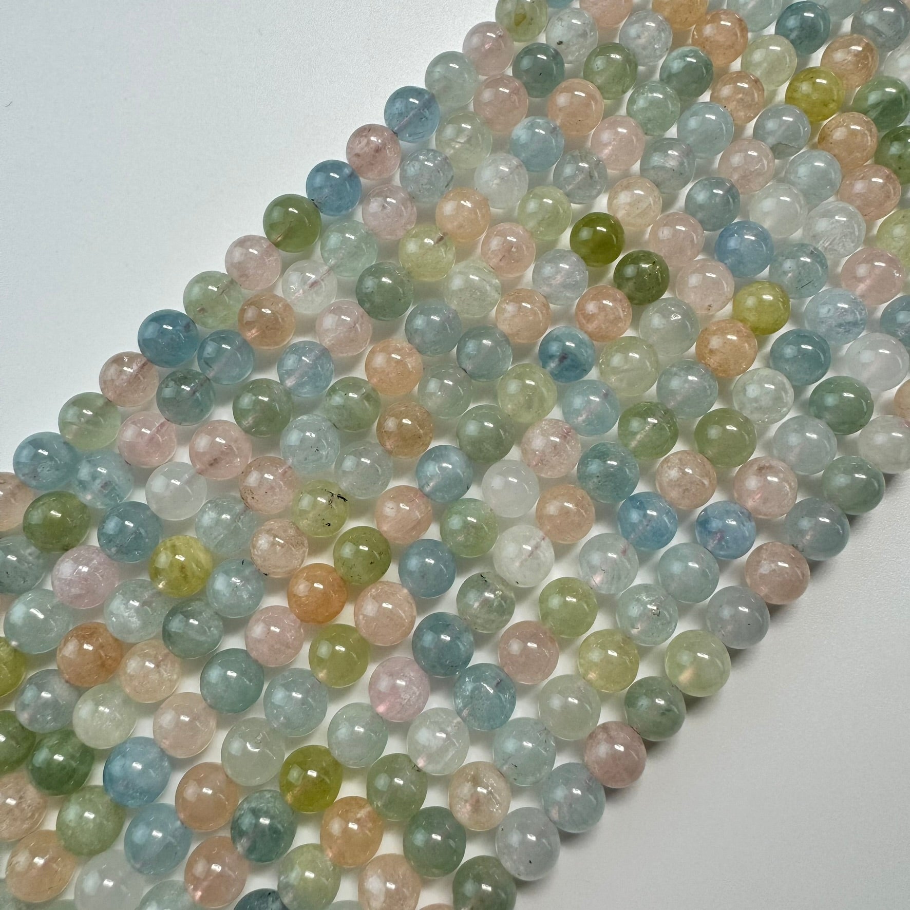 Aquamarine Morganite AA Polished Round Beads image 3