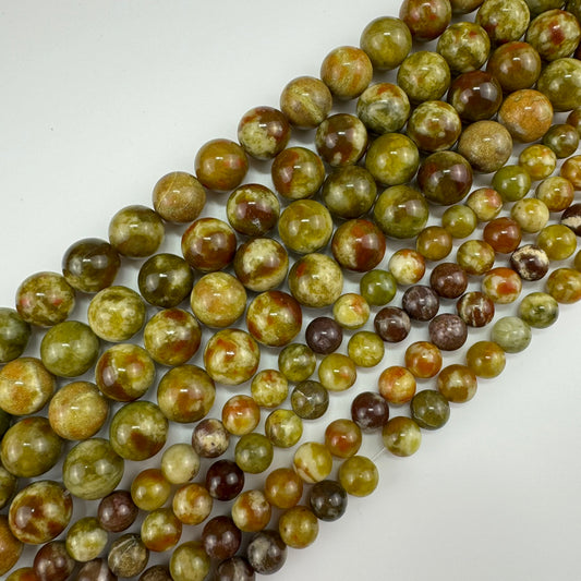 Sonora Sunset Serpentine Polished Round Beads