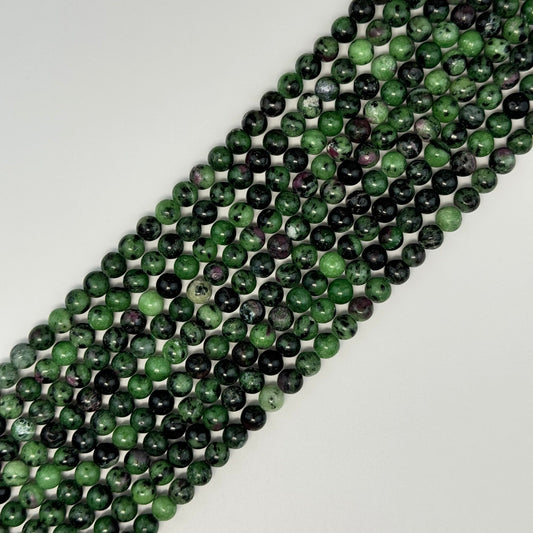 Ruby Zoisite Polished Round Beads - (A Quality)