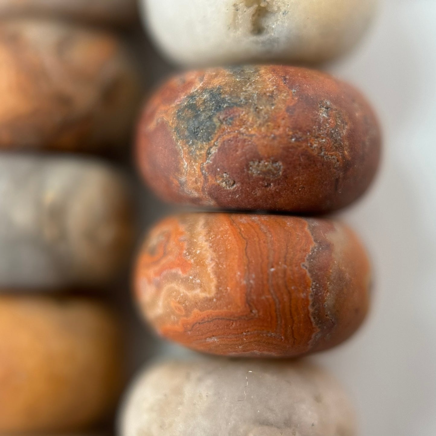 Orange Crazy Lace Agate Frosted Rondelle Beads image 3