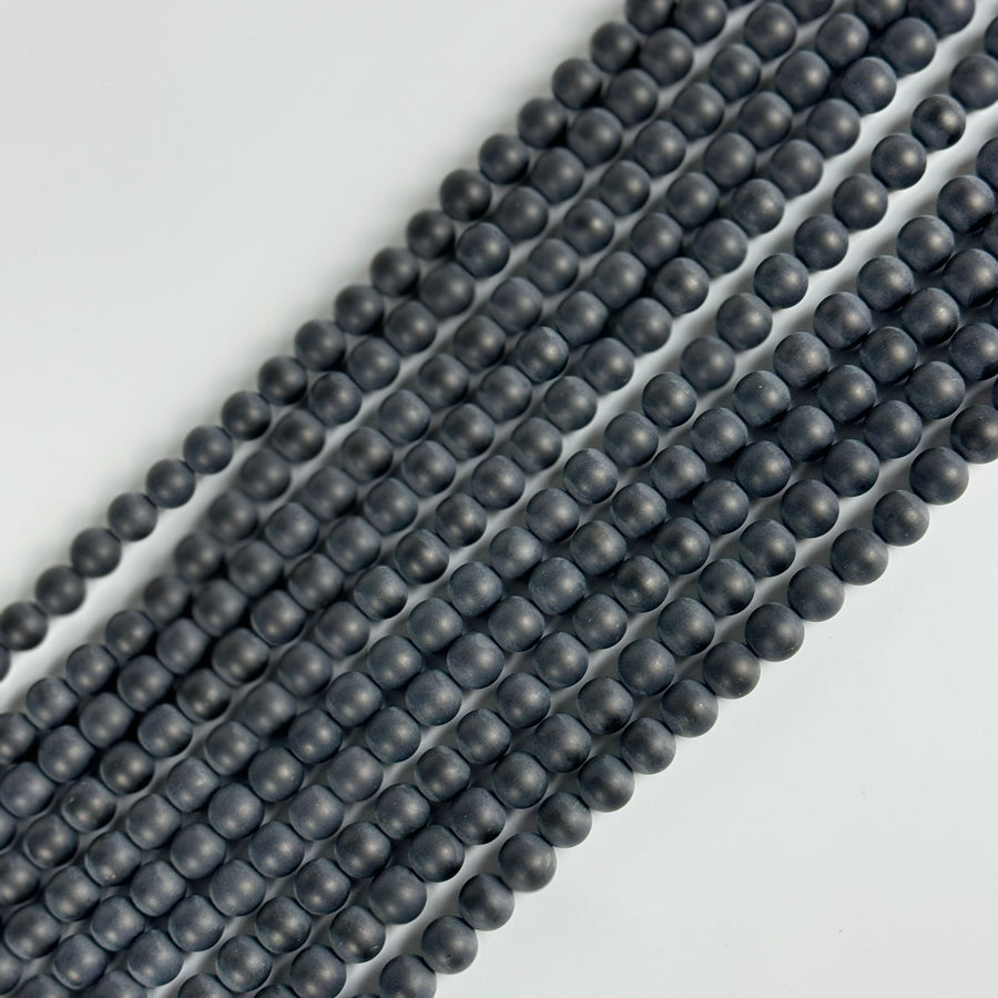 Black Onyx Frosted Round Beads image 0