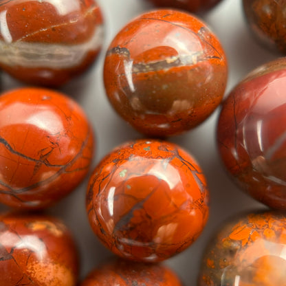 Red Flower Jasper Polished  Round Beads image 3