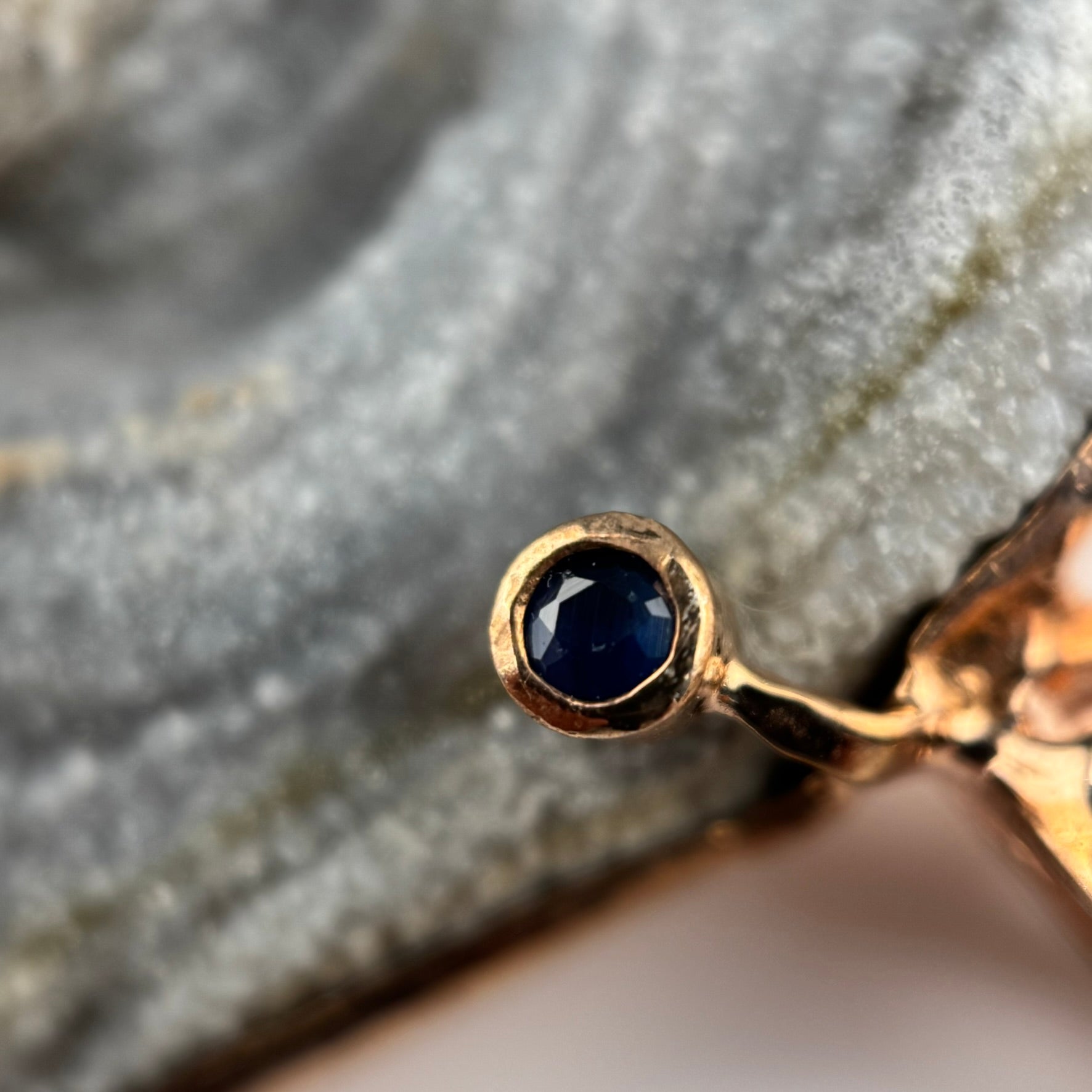 Druzy Chalcedony Quartz Coral Reef Pendant with Blue Sapphire(Rose Gold Plating) image 2