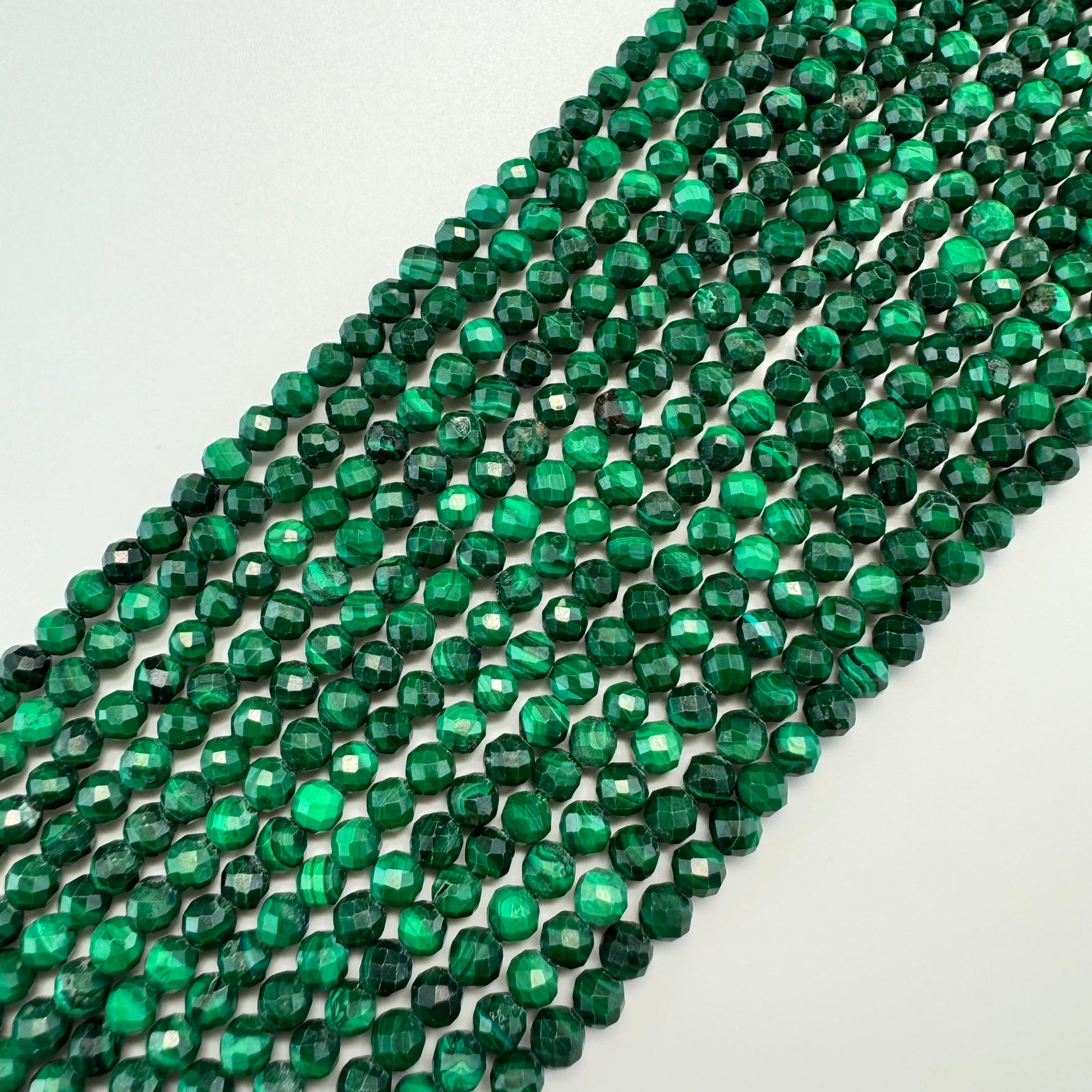 Malachite Faceted Round Beads (4mm) image 0