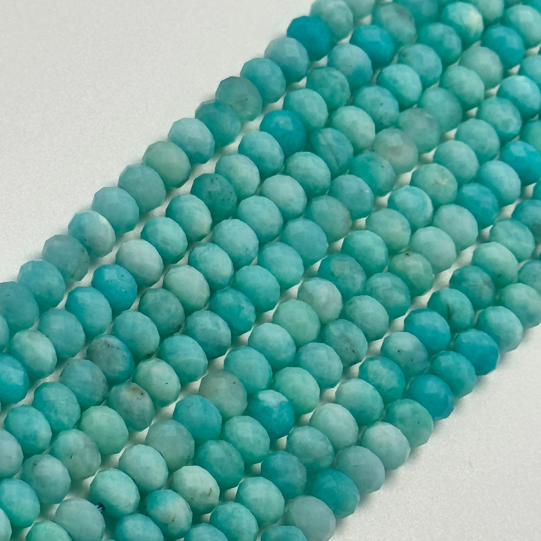 Amazonite AA Faceted Rondelle Gemstone Beads image 3