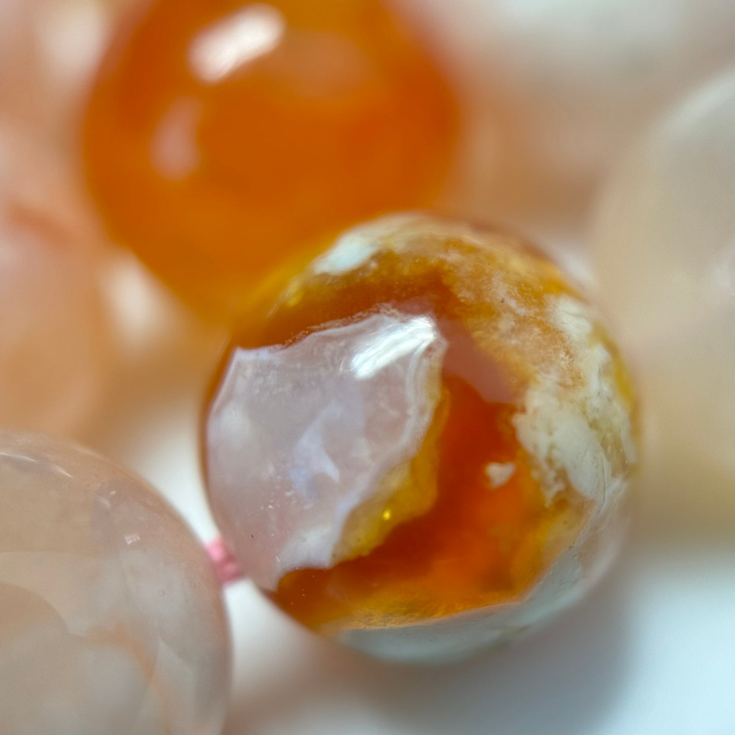 Orange Sakura Agate Polished Round Beads image 1