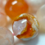 Orange Sakura Agate Polished Round Beads image 1