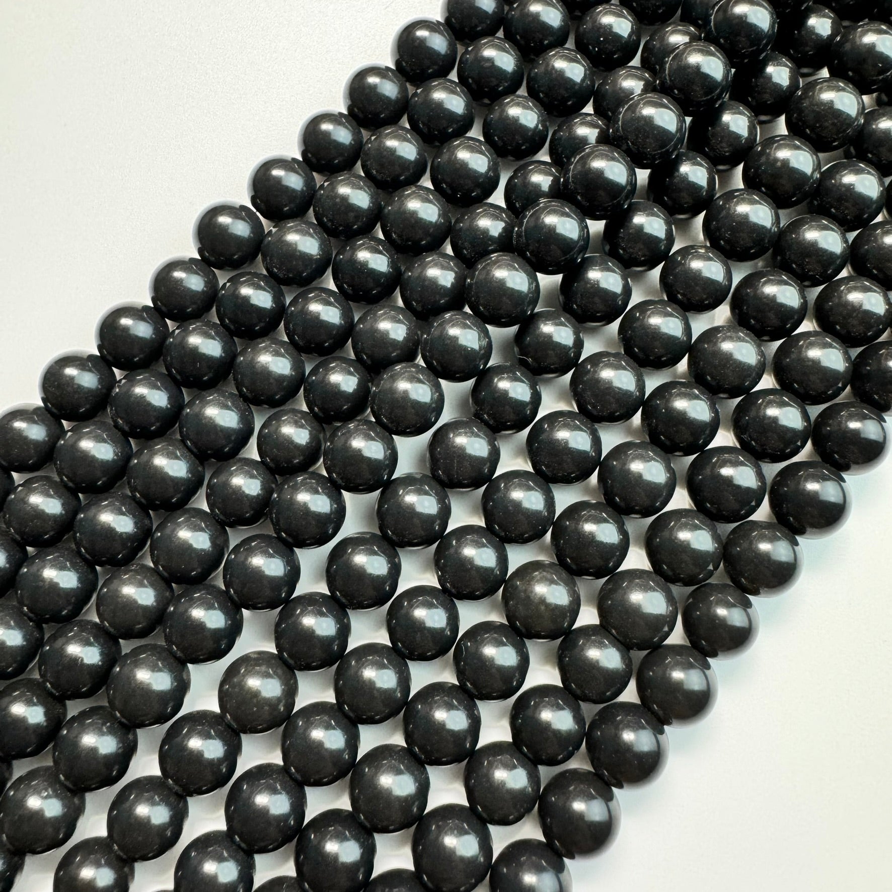 Black Mica Polished Round Beads image 4