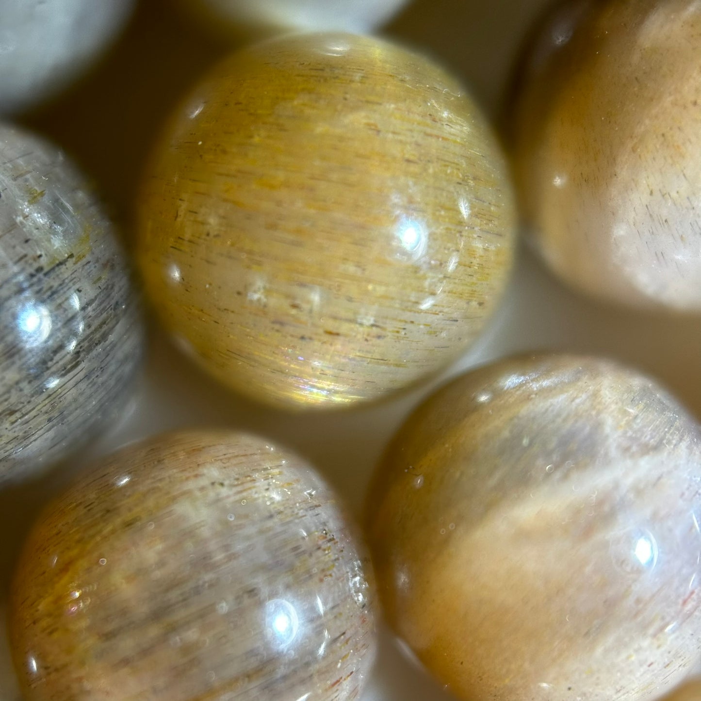 Sunstone & Moonstone Chocolate Polished Round Beads image 4