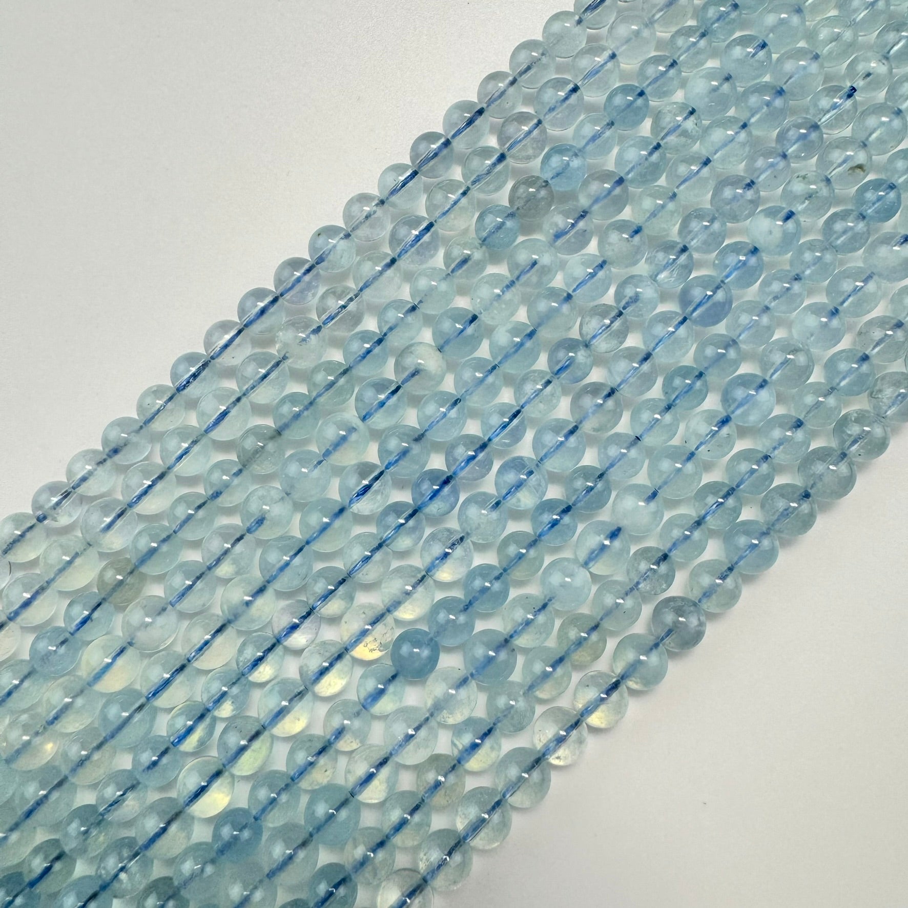Aquamarine AA Polished Round Gemstone Beads image 1