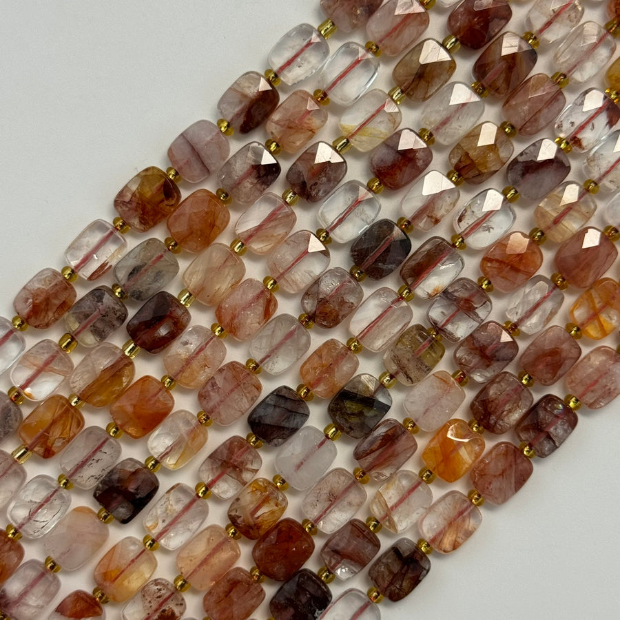 Hematoid Quartz Quartz Rectangular Faceted Cushion Cut Beads10xÂ8 mm Beads image 0
