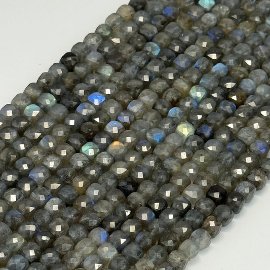 Faceted Labradorite Square Beads - (AA Quality)
