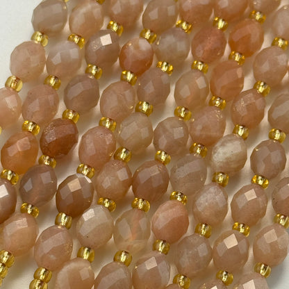 Moonstone Sunstone Faceted Barrel 8 Beads image 5