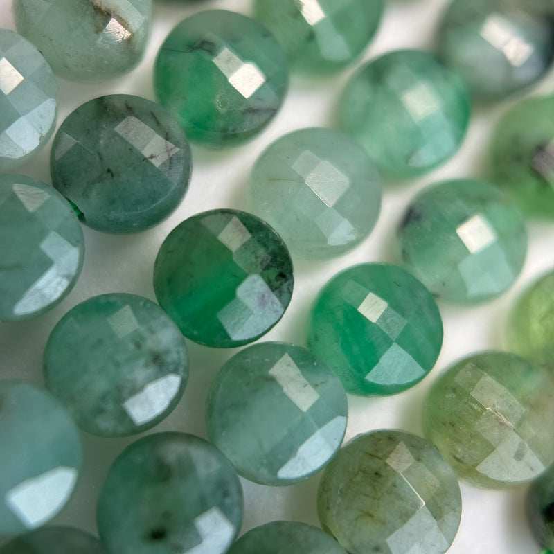 Emerald Lentil Shape Gemstone Beads (A Quality)