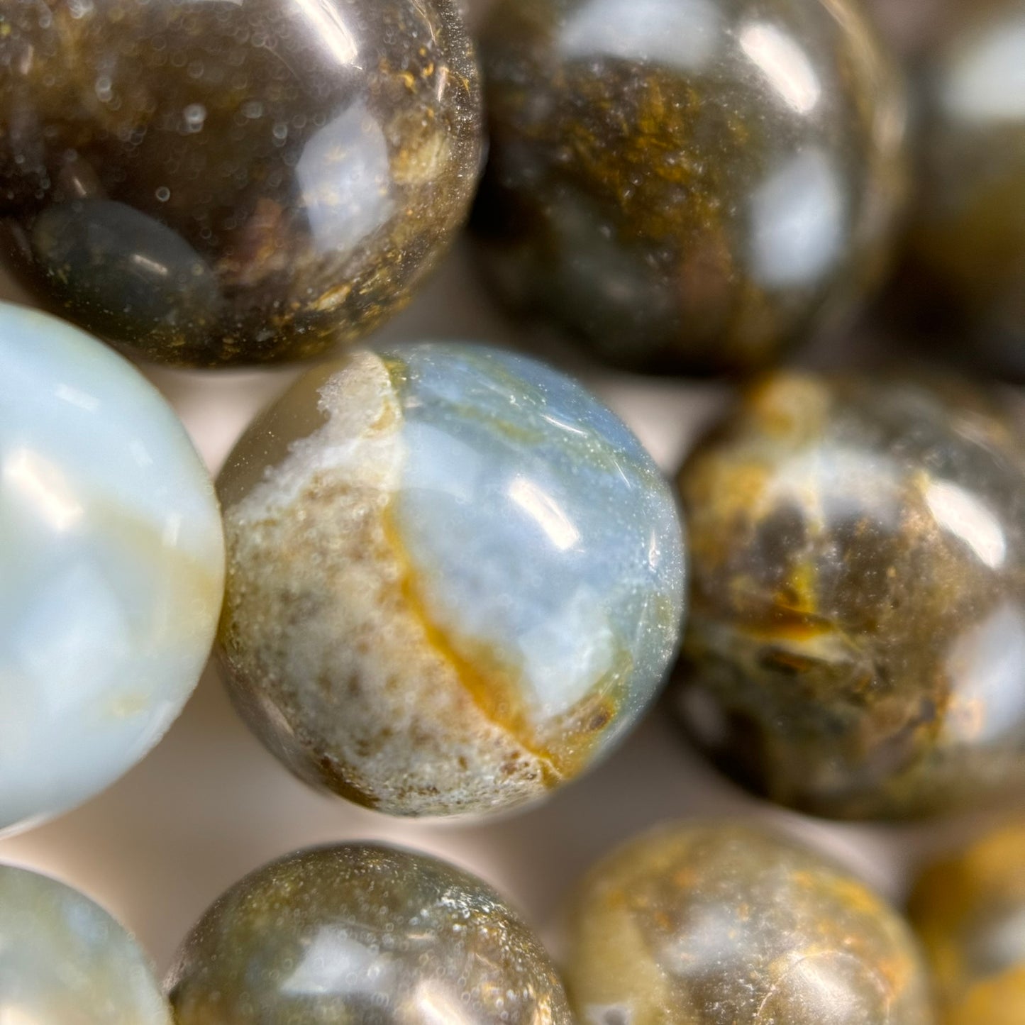 Blue Opal Polished Round Beads image 3