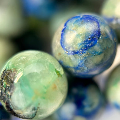 Bluish Azurite and Chrysocolla Polished Round Beads image 7
