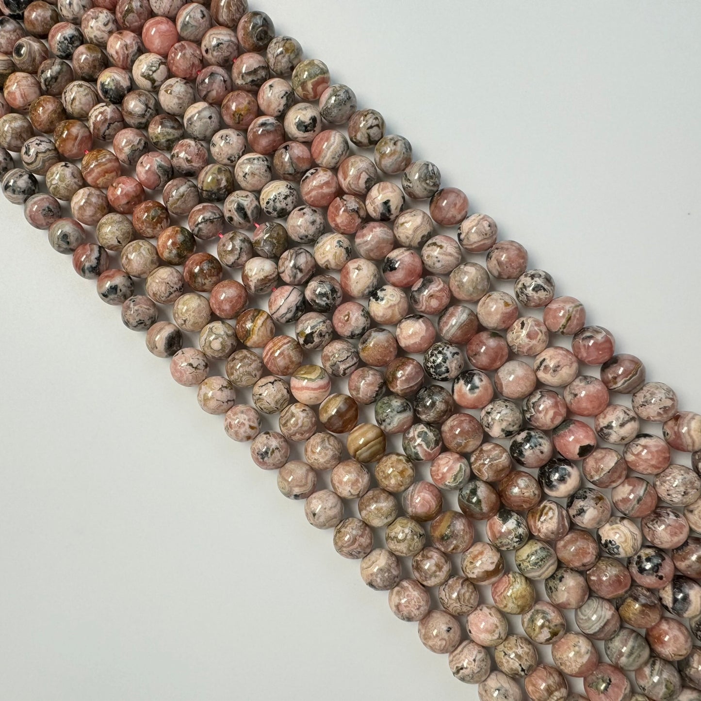 Dendritic Rhodochrosite Polished Round Beads image 7