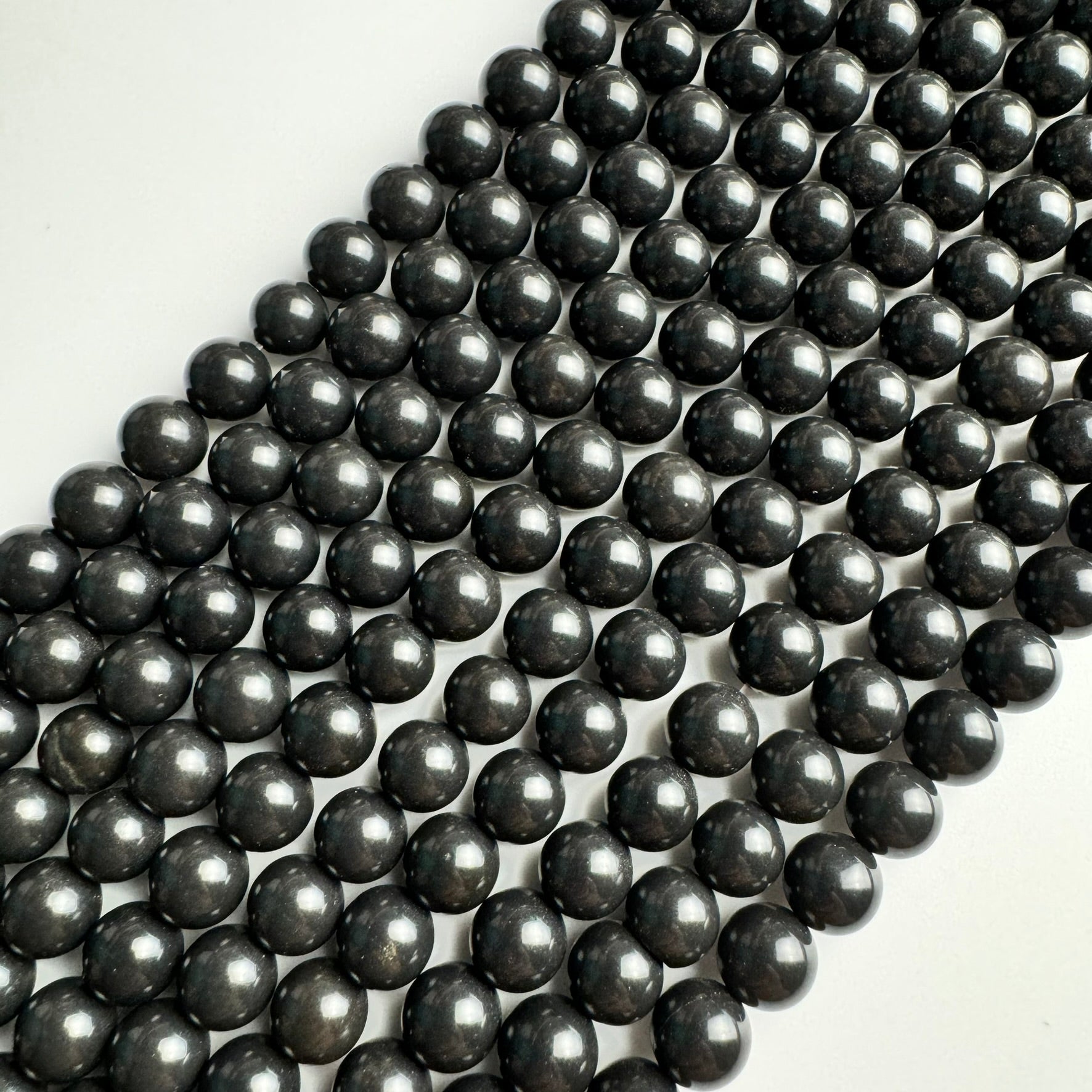 Black Mica Polished Round Beads image 2