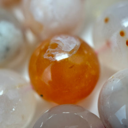 Orange Sakura Agate Polished Round Beads image 2