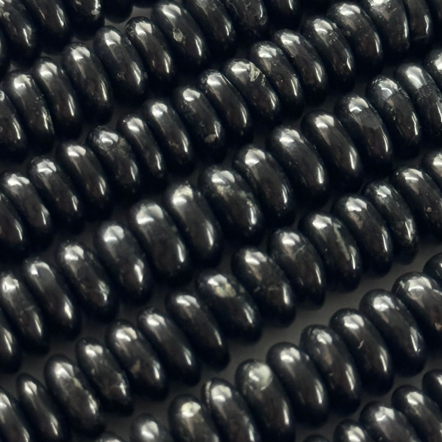 Shungite Rondelle Polished Beads image 1