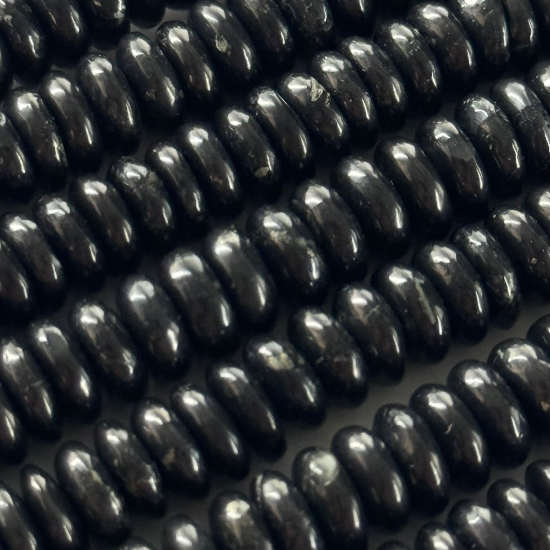 Shungite Rondelle Polished Beads image 1