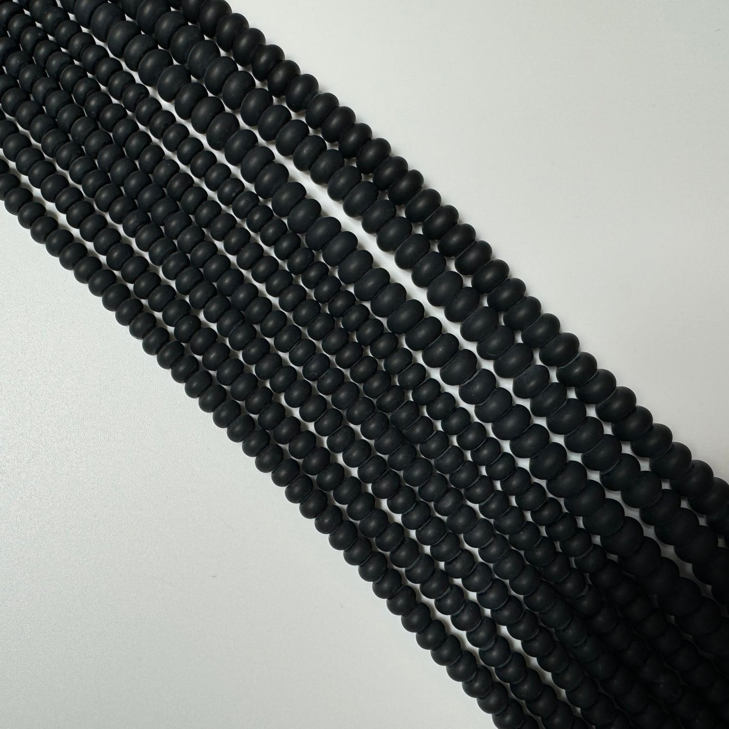Black Onyx Frosted Rondelle Beads image 4