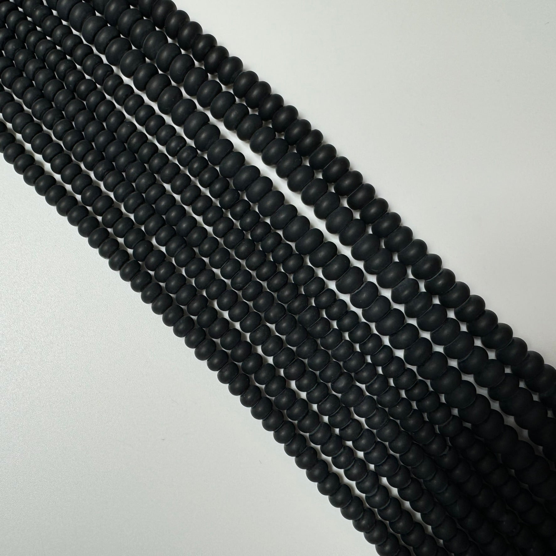 Black Onyx Frosted Rondelle Beads image 4
