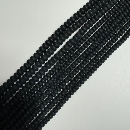 Black Onyx Frosted Rondelle Beads image 4
