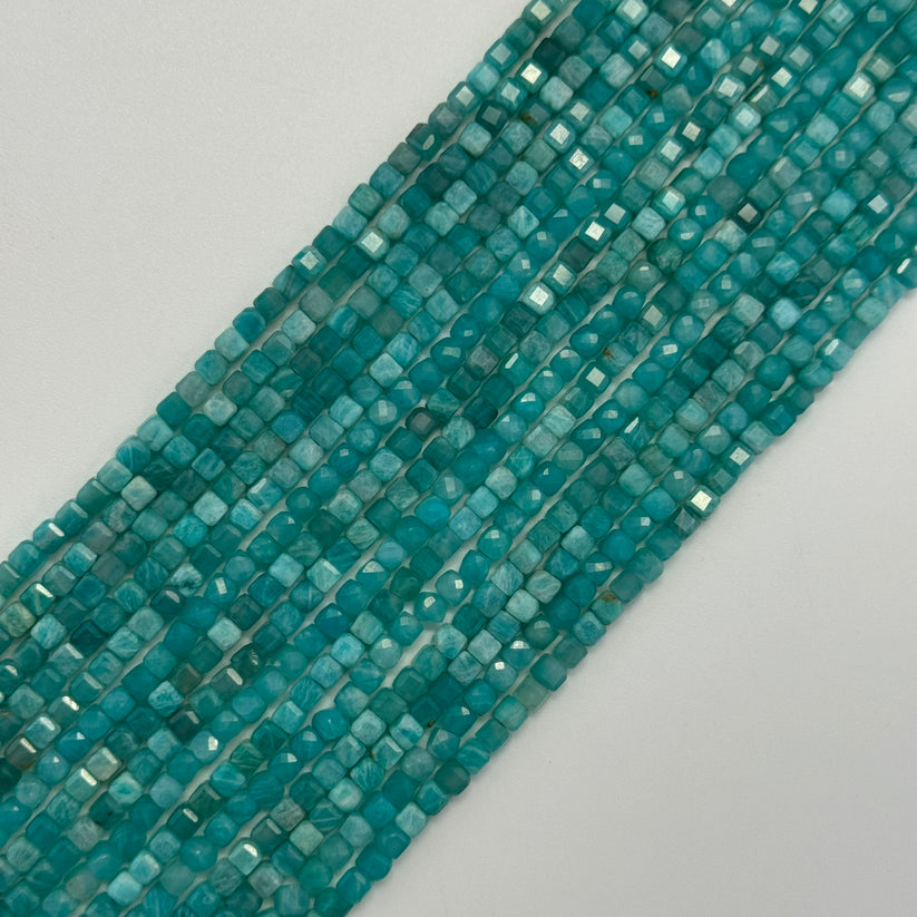 Faceted Square Semi Precious Stone Beads