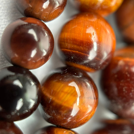 Tiger's Eye Red Polished Round Beads (AAA Quality)
