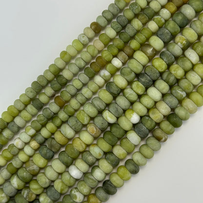 Green Serpentine Frosted Rondelle Beads image 1