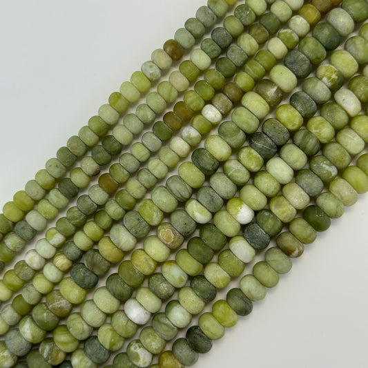 Green Serpentine Frosted Rondelle Beads
