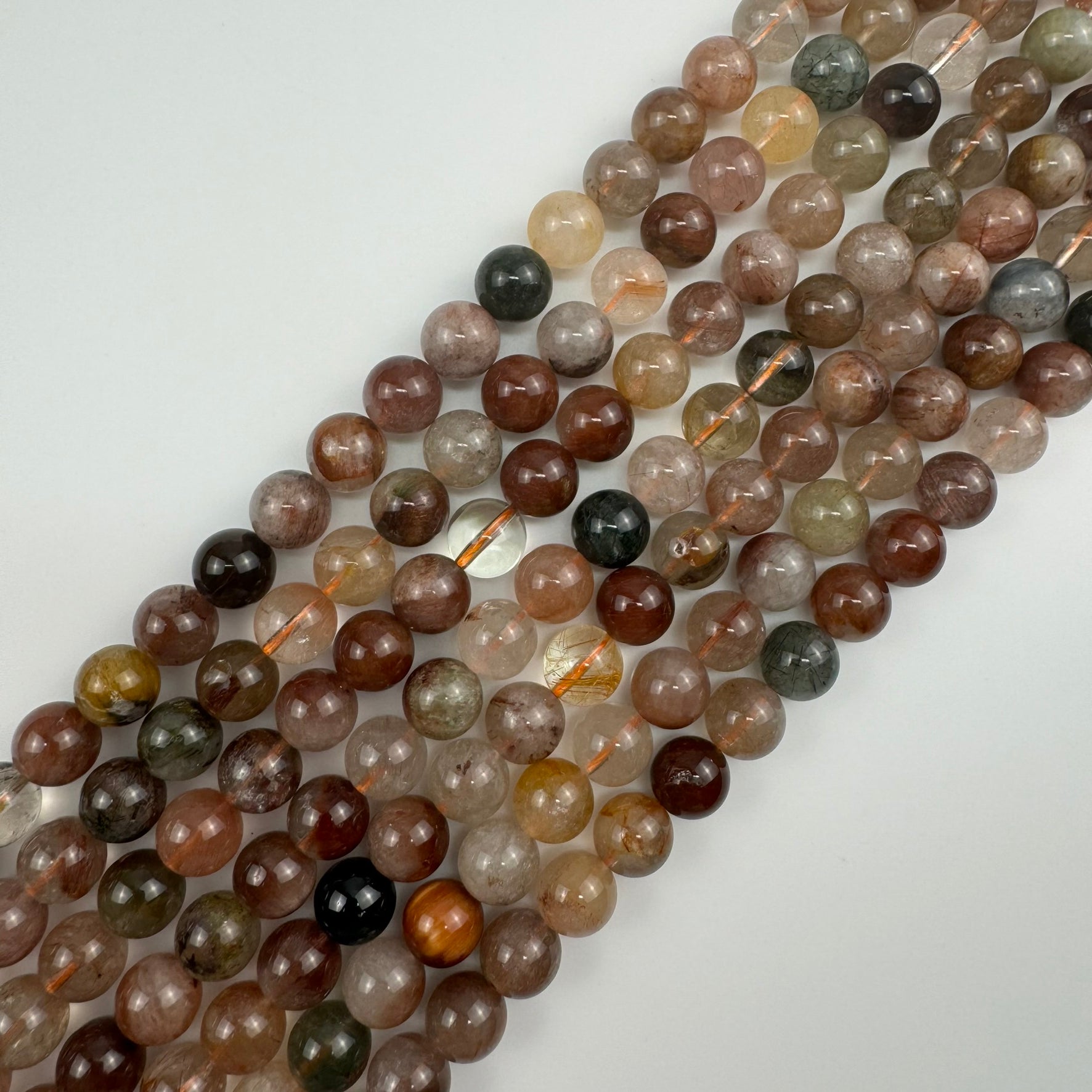 Multi-Colour Rutilated Quartz Polished  Round Beads image 6