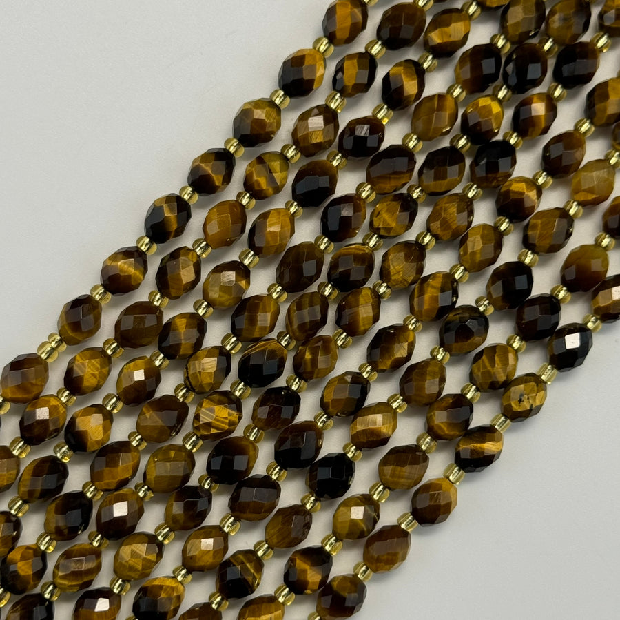Tiger's Eye Faceted Barrel 8 Beads image 0