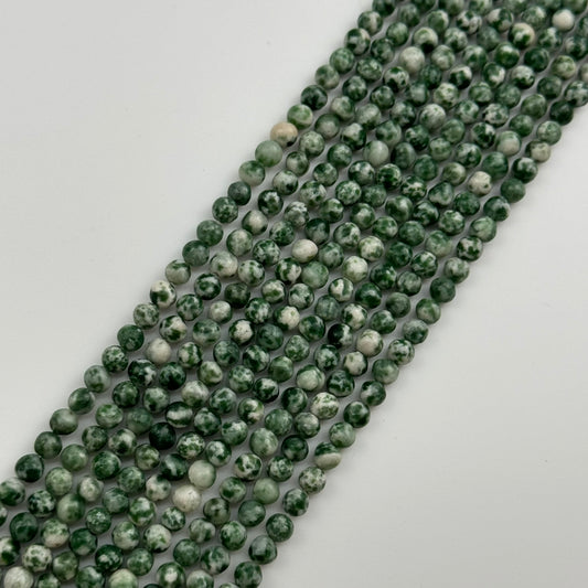 Green Spotted Serpentine Polished Round Beads