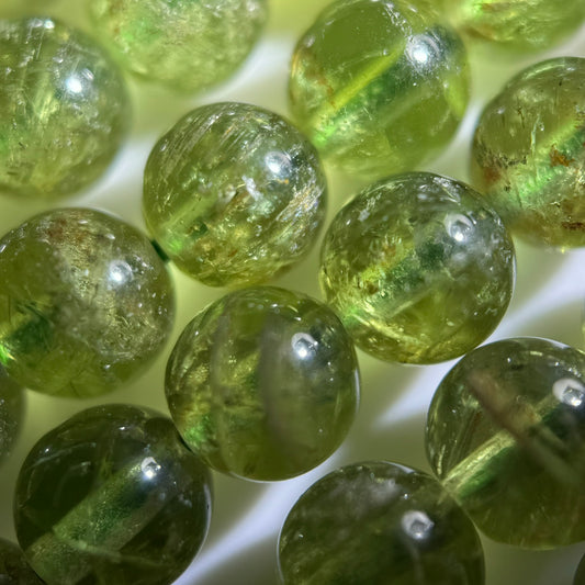 Green Apatite Polished Round Beads