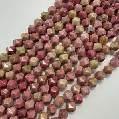 Rhodonite Diamond Cut Beads - A Quality image 4