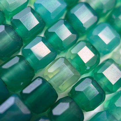 Green Dyed Chalcedony Square Beads image 4