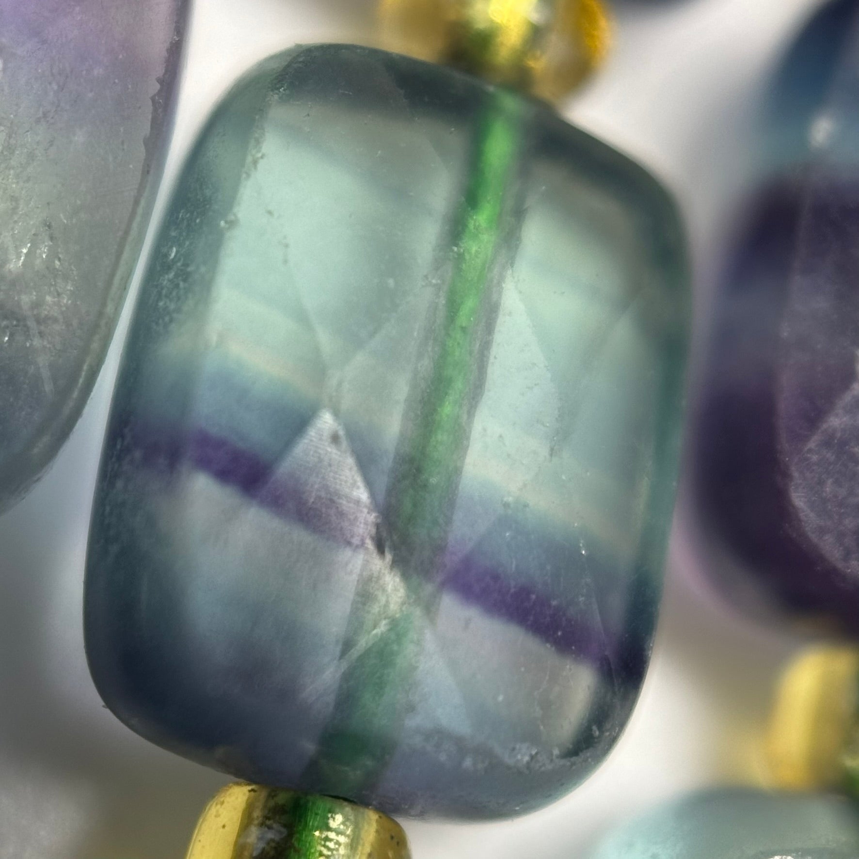Rainbow Fluorite Rectangular Faceted Cushion Cut 10xÂ8 mm Beads image 3