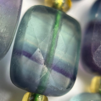 Rainbow Fluorite Rectangular Faceted Cushion Cut 10xÂ8 mm Beads image 3